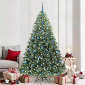 Árbol de Navidad artificial con 300 LED Verde 210 cm PE y PVC
