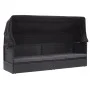 Garden lounger with black synthetic rattan awning by vidaXL, Loungers - Ref: Foro24-46092, Price: 246,40 €, Discount: %