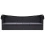 Garden lounger with black synthetic rattan awning by vidaXL, Loungers - Ref: Foro24-46092, Price: 246,40 €, Discount: %