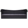 Tumbona de jardín con toldo ratán sintético negro de vidaXL, Tumbonas - Ref: Foro24-46092, Precio: 247,42 €, Descuento: %