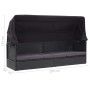 Tumbona de jardín con toldo ratán sintético negro de vidaXL, Tumbonas - Ref: Foro24-46092, Precio: 247,42 €, Descuento: %