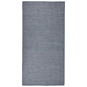 Alfombra de exterior de tejido plano azul 100x200 cm