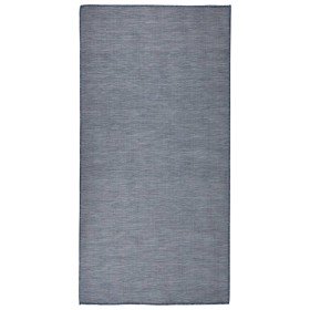 Alfombra de exterior de tejido plano azul 100x200 cm