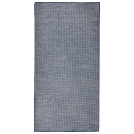 Alfombra de exterior de tejido plano azul 100x200 cm