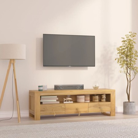 Mueble de TV madera maciza de teca 110x30x35 cm en Muebles TV | Comprar online en Foro24