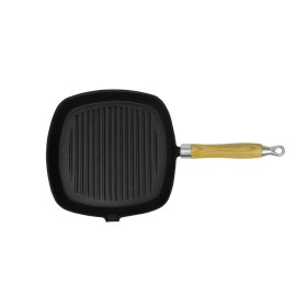 Cast iron grill pan with wooden handle 20x20 cm by vidaXL, Planks - Ref: Foro24-50125, Price: 24,96 €, Discount: %
