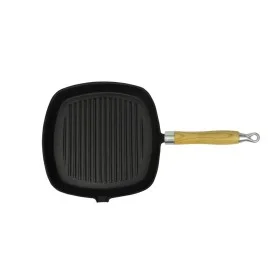 Cast iron grill pan with wooden handle 20x20 cm by vidaXL, Planks - Ref: Foro24-50125, Price: 24,42 €, Discount: %