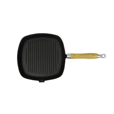 Cast iron grill pan with wooden handle 20x20 cm by vidaXL, Planks - Ref: Foro24-50125, Price: 24,42 €, Discount: %
