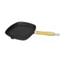Sartén parrilla de hierro fundido con mango de madera 20x20 cm