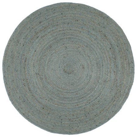 Alfombra de yute tejida a mano redonda verde oliva 240 cm