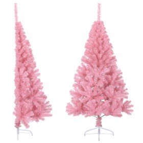 Medio árbol de Navidad artificial con soporte PVC rosa 120 cm en Arboles de navidad | Comprar online en Foro24