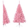 Medio árbol de Navidad artificial con soporte PVC rosa 120 cm