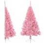 Medio árbol de Navidad artificial con soporte PVC rosa 150 cm