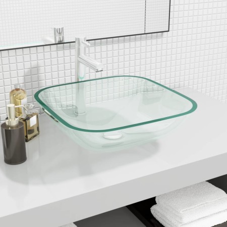 Lavabo de vidrio transparente 42x42x14 cm