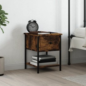Smoked oak engineered wood bedside table 34x35.5x45cm by vidaXL, Nightstands - Ref: Foro24-825857, Price: 39,68 €, Discount: %