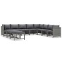 Set de muebles de jardín 11 pzas y cojines ratán sintético gris