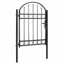 Puerta de valla con arco superior de acero 104x125 cm negra