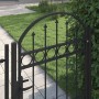 Puerta de valla con arco superior de acero 104x125 cm negra
