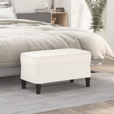 Banco de cuero sintético color crema 70x35x41 cm