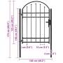 Puerta de valla con arco superior de acero 104x125 cm negra