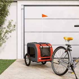 Remolque de bicicleta mascotas hierro tela Oxford naranja gris