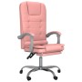 Silla de oficina reclinable masaje cuero sintético rosa