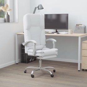 Silla de oficina reclinable masaje cuero sintético blanco Silla de oficina reclinable masaje cuero sintético blanco