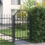 Puerta de valla con arco superior de acero 104x150 cm negra