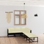 Set de muebles de jardín 6 pzas y cojines ratán sintético negro