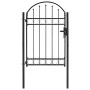 Puerta de valla con arco superior de acero 104x150 cm negra