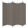 Biombo divisor de 5 paneles de tela gris antracita 250x220 cm