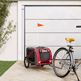 Remolque de bicicleta mascotas hierro tela Oxford rojo gris