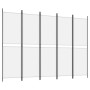 Biombo divisor de 5 paneles de tela blanco 250x180 cm