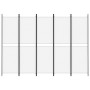 Biombo divisor de 5 paneles de tela blanco 250x180 cm