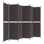 Biombo divisor de 6 paneles de tela marrón 300x200 cm
