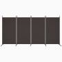 Biombo divisor de 4 paneles de tela marrón 346x180 cm