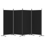 Biombo divisor de 4 paneles de tela negro 346x180 cm
