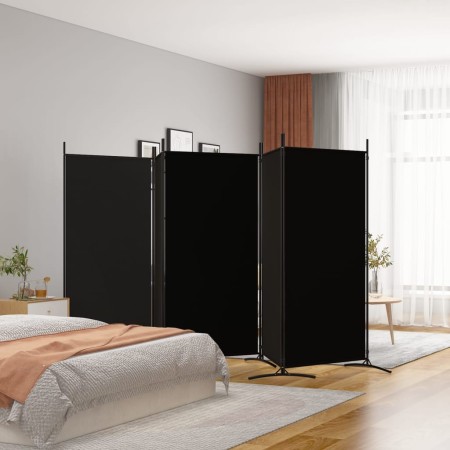 Biombo divisor de 5 paneles de tela negro 433x180 cm en Divisores de ambientes | Comprar online en Foro24