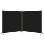 Biombo divisor de 2 paneles de tela negro 348x180 cm