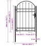 Puerta de valla con arco superior de acero 104x150 cm negra