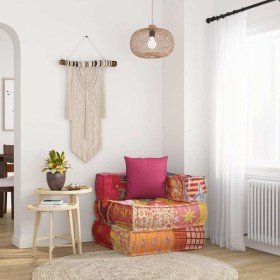 Puf modular con cojín de tela Patchwork Puf modular con cojín de tela Patchwork