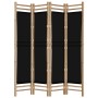 Biombo plegable de 4 paneles bambú y lona 160 cm