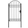 Puerta de valla con arco superior de acero 104x175 cm negra