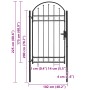 Puerta de valla con arco superior de acero 104x175 cm negra
