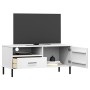 Mueble de TV con patas de metal OSLO madera maciza pino blanco en Muebles TV | Comprar online en Foro24