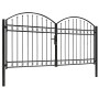 Cancela de valla doble puerta con arco 300x125 cm acero negro