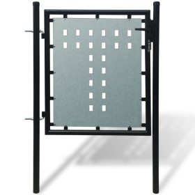 Puerta de valla de jardín negra 100x125 cm