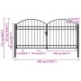 Cancela de valla doble puerta con arco 300x125 cm acero negro