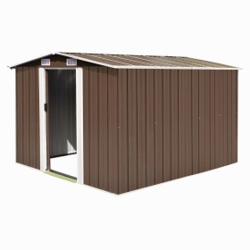 Brauner Gartenschuppen aus Metall, 257 x 298 x 178 cm von vidaXL, Schuppen - Ref: Foro24-143343, Preis: 424,56 €, Rabatt: %