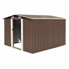 Brauner Gartenschuppen aus Metall, 257 x 298 x 178 cm von vidaXL, Schuppen - Ref: Foro24-143343, Preis: 414,06 €, Rabatt: %